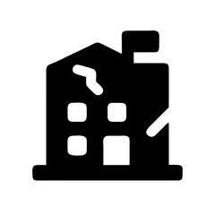 Icon of a damaged building to signify destruction or disrepair