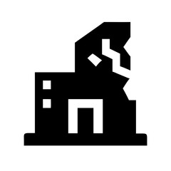Icon of a damaged building to signify destruction or disrepair