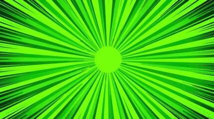 Vibrant green radial burst, comic book style