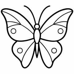 Detailed line art of a butterfly with circular wing markings and antennae