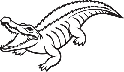 Fototapeta premium Crocodile silhouette in vector art, perfect for kids' coloring pages, emphasizing fun and creativity in art