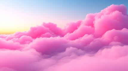 Cotton Candy Skies: An ethereal, eye-level shot captures the serene beauty of fluffy, pink clouds filling the frame, evoking feelings of peace and tranquility.