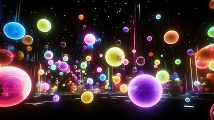 Obraz premium Colorful spheres in a dark space (1)