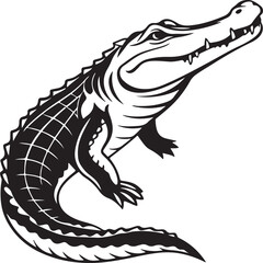 Crocodile silhouette in vector art, perfect for kids' coloring pages, emphasizing fun and creativity in art