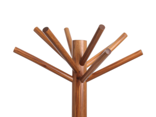 Rustic wooden wallmounted coat rack with three sturdy hooks for home organization