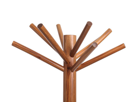 Rustic wooden wallmounted coat rack with three sturdy hooks for home organization