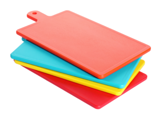 Three colorful chopping boards, a kitchen essential for culinary creations three