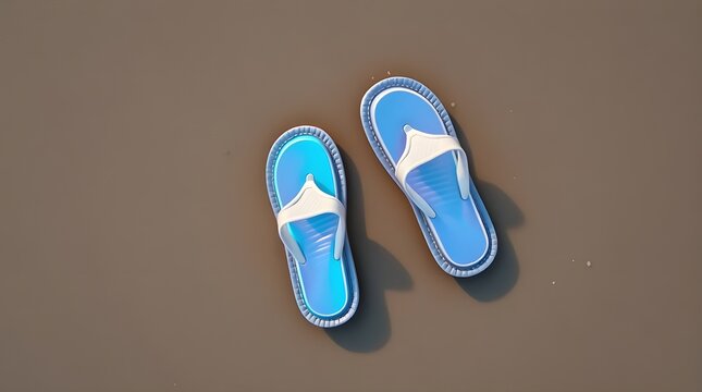 blue slipers in the beach