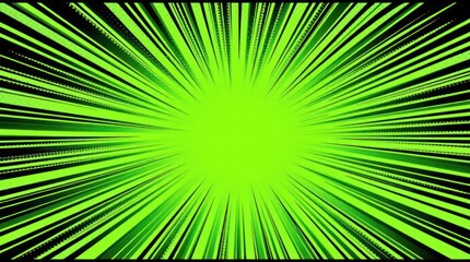 Fototapeta premium Vibrant green radial burst, comic book style (1)