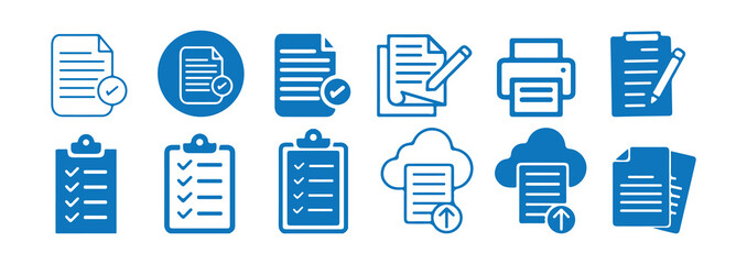 Colorful Financial statement overview and online research analysis vector symbols. Data optimization sign. Online review document verification icon. eps 10