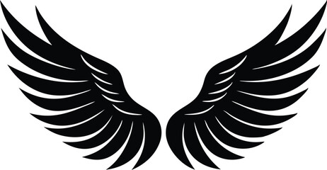 black wings of angel silhouette vector