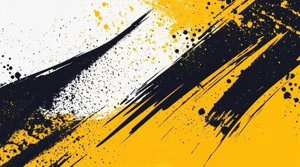 Abstract Black and Yellow Grungy Background with Paint Splatter Effect