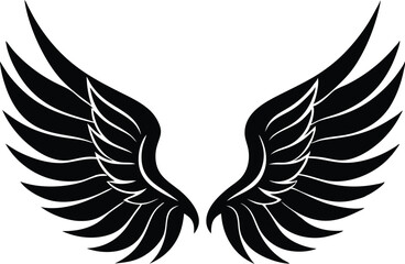 black wings of angel silhouette vector icon