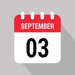 3 september calendar icon design object vector