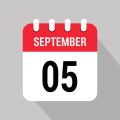 5 september calendar icon design object vector