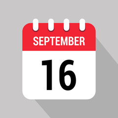 16 september calendar icon design object vector