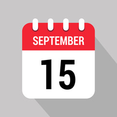 15 september calendar icon design object vector