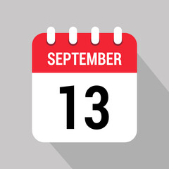 Fototapeta premium 13 september calendar icon design object vector