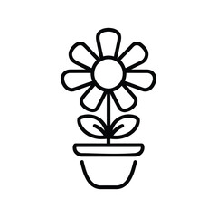 Potted Flower Icon: Daisy, Plant, and Garden Vector Illustration