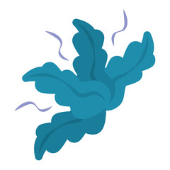 Blue leafy abstract cluster. Vector