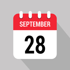 28 september calendar icon design object vector