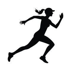 silhouette of a young woman running