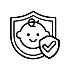 Protected Baby Face Icon: Safety, Security, and Childcare Vector
