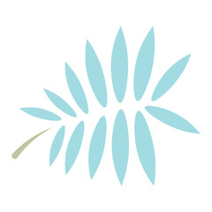 Blue palm leaf silhouette. Vector