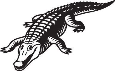 Fototapeta premium Crocodile silhouette in vector art, perfect for kids' coloring pages, emphasizing fun and creativity in art