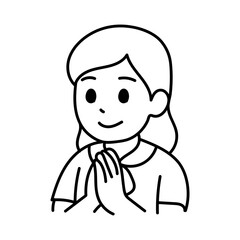 Avatar Cartoon Asia Student Girl minimal line