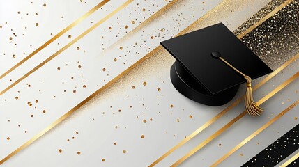 Elegant Graduation Celebration with Gold Accents and Academic Mortarboard