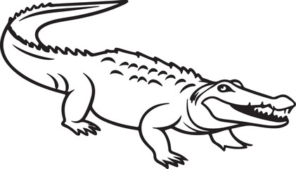 Obraz premium Crocodile silhouette in vector art, perfect for kids' coloring pages, emphasizing fun and creativity in art