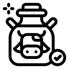 quality control milk outline icon and illustration