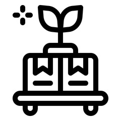 quality package shipping eco outline icon and illustration