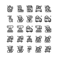 Set of quality control outline icon and illustration