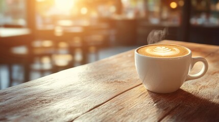 Morning Latte in Cozy Cafe
