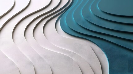 Abstract Curved Waves in Soft Neutral and Blue Tones for Modern Design Inspiration