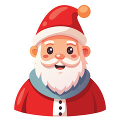 A cheerful, watercolor illustration of Santa Claus wearing his traditional red suit and hat