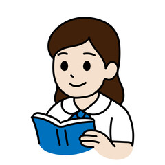 Avatar Cartoon Asia Student Girl minimal line