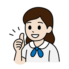 Avatar Cartoon Asia Student Girl minimal line