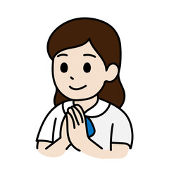 Avatar Cartoon Asia Student Girl minimal line