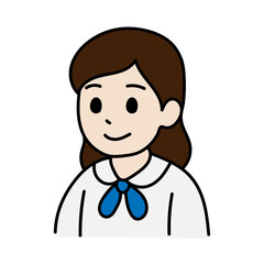 Avatar Cartoon Asia Student Girl minimal line
