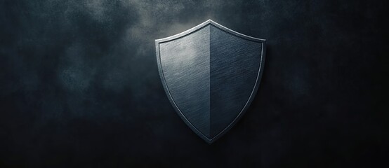 Fototapeta premium A metallic shield on a dark smoky background.