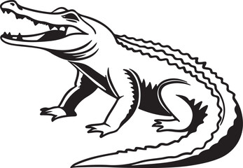 Crocodile silhouette in vector art, perfect for kids' coloring pages, emphasizing fun and creativity in art