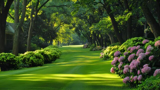 A Serene Pathway, Lush Greenery and Tranquil Nature Scenery