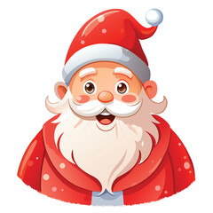 A cheerful, watercolor illustration of Santa Claus wearing his traditional red suit and hat