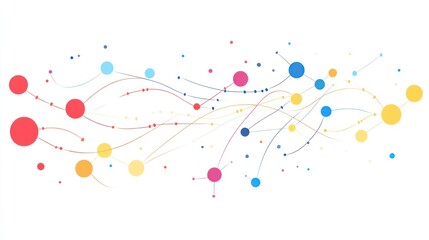 Abstract network of connected colorful circles