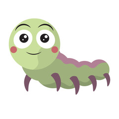 Smiling green caterpillar bug. Vector