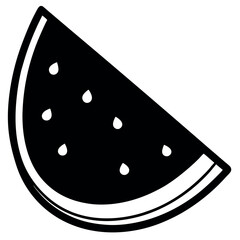 Simple Black and White Watermelon Slice Illustration