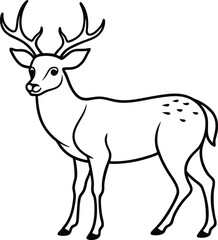 hand drawn deer outline illustration 